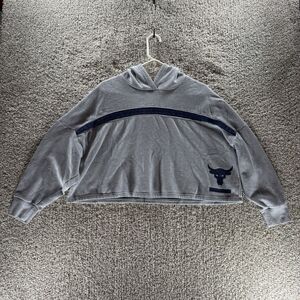 Under Armour Project Rock Hoodie Womens Large Gray Cropped Gym Iron Paradise